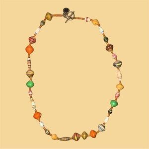 African Artisan Jewelry Paper‎ Beads Glossy Necklace Kenya Fair Trade